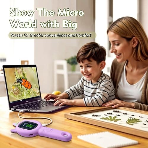 Kids Microscope- 500x Magnification,16X Zoom,Handheld Microscope for Kids with HD Cam,Portable Science Learning Tool,Christmas Birthday Gifts for Boys Girls Aged 3-12 (Purple) thumbnail 5