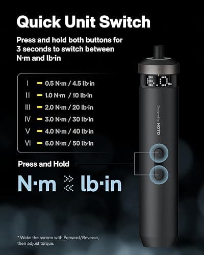 HOTO PixelDrive Electric Screwdriver, Smart Display, 6 Torque Settings, 0.5 to 6 N·m, 1/4'' Hex 30 Bits, LED Light, 2000 mAh Rechargeable Cordless Screwdriver Set for Electronics, Home Repair thumbnail 3