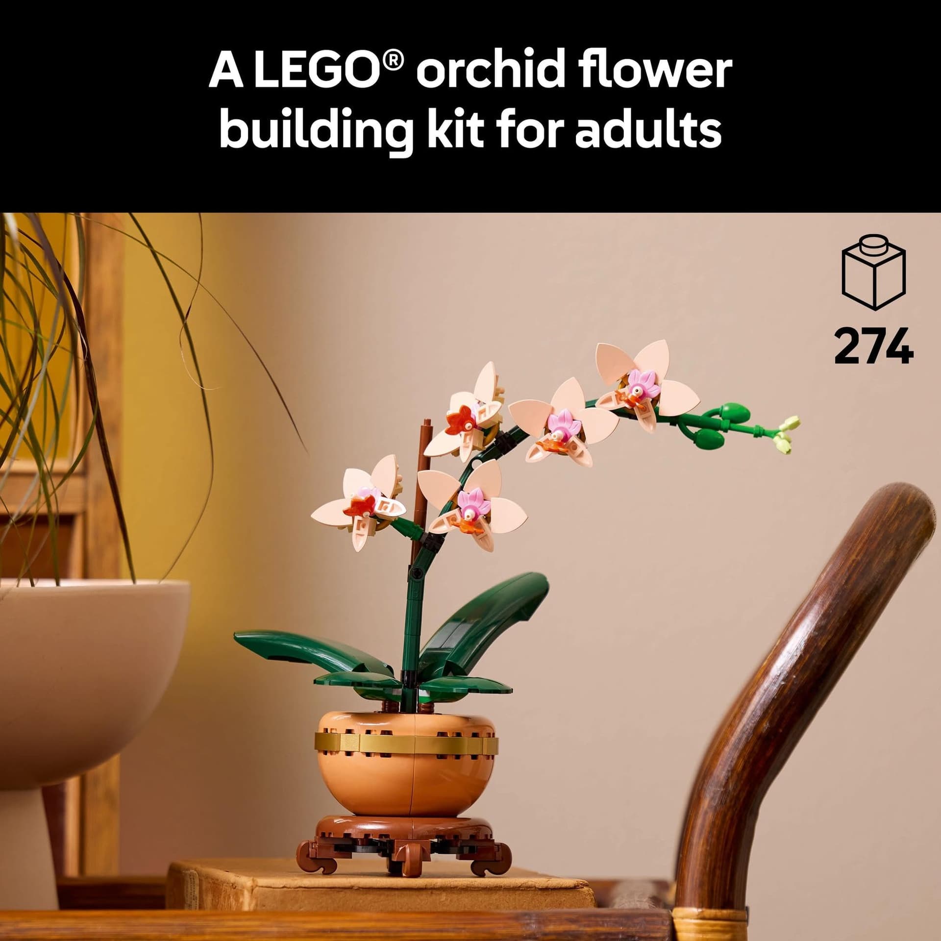 LEGO Botanicals Mini Orchid Artificial Plant Craft Kit for Adults, Model Building Set with Faux Flowers in a Terracotta Style Flowerpot, Office or Home Decor Treat for Women and Men 10343 thumbnail 2