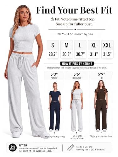 LanGui 2 Piece Sets for Women Summer 2026 Lounge Set Side Ruched Top and Wide Leg Pants for Airport Travel Vacation Outfit thumbnail 4
