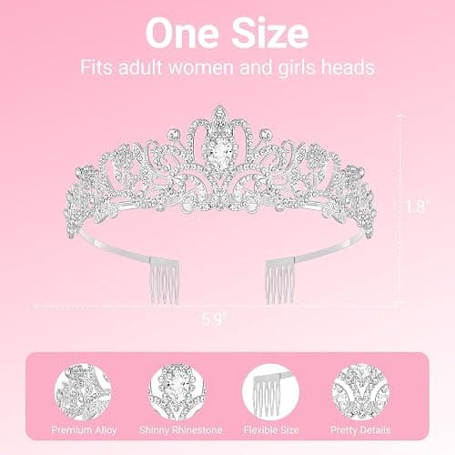 Papoopy Tiara Crown for Women, Queen Tiaras for Bridal, Birthday, Prom, Quinceanera, Pageant, Party, Wedding thumbnail 2