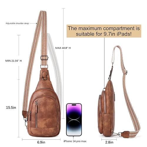 CLUCI Crossbody Bags for Women - Sling Backpack Travel Bag in Leather - 0-1 Brown thumbnail 3