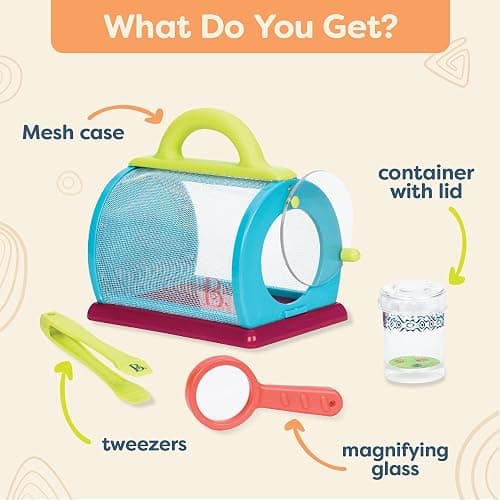 B. toys – Bug Bungalow Insect Catching Kit with Mesh Case, Magnifying Container, Tweezers & Magnifier – Educational Outdoor Toys for Toddlers – Nature Exploration Set for 3+ Years thumbnail 5