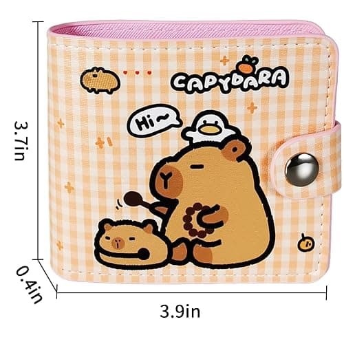 Small Cute Pink Capybara Wallet for Women, Short PU Leather Zipper Cute Coin Purse,Kawaii Animal Print Money Organizer Lightweight Coin Purse,Ideal Accessory & Birthday Gifts thumbnail 3