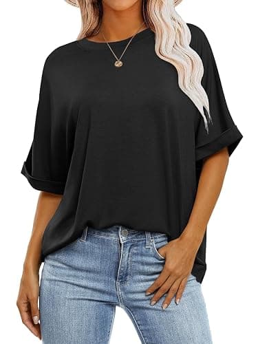 ANRABESS Womens Tops Summer Short Sleeve Oversized T Shirts 2026 | Crewneck Casual Loose Basic Tee Shirt, Business Casual Work Outfits, Travel Daily Wear, ALL-Seasons Clothes - Image 1