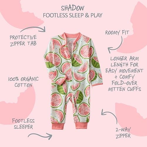 Butterblu Shadow Sleep & Play 100% Organic Cotton Footless Zip Front Sleeper Pajamas thumbnail 2