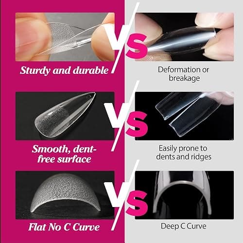 UNA GELLA Long Stiletto Gel Nail Tips Halloween Full Cover 504PCS Pre-shape Long Stiletto Almond Fake Clear Nails Tips No Need File Gel Tips No C Curve for Nail Extension DIY Art Salon 12 Sizes thumbnail 5