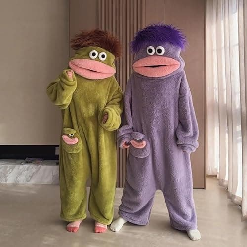 Lieooovei Silly Onesie Funny Frog Onesie Oversized Plush Fleece Hooded One Piece Pajamas, Cozy Home Loungewear thumbnail 6