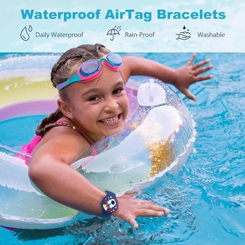 Waterproof AirTag Bracelets for Kids, Hidden Silicone Wristbands, 2 Pack | 360° Full Coverage Protection, Lightweight Tracker Holder, Secure Fit, Pool & Playground, AirTag Not Included thumbnail 2