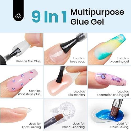 beetles Gel Polish 9 In 1 Gel Nail Glue for Clear Acrylic Nail Tips 2 Pcs 15ml Long Lasting Nail Gel Kit for False Nails Tips, Base Blooming Nail Gel, Christmas Nail Art, U V Light Required thumbnail 4