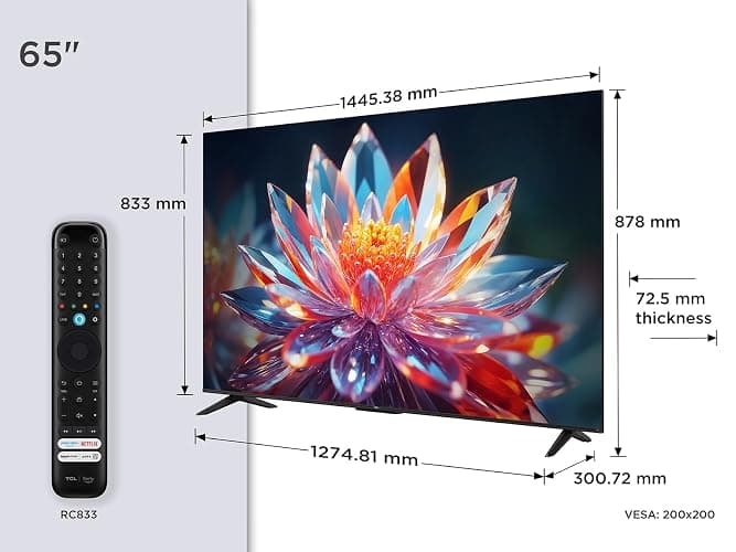 TCL 65T6C Fire TV 65 Pouces QLED 4K UHD Smart TV, HDR (Multi-Format), Dolby Atmos, Motion Clarity thumbnail 2
