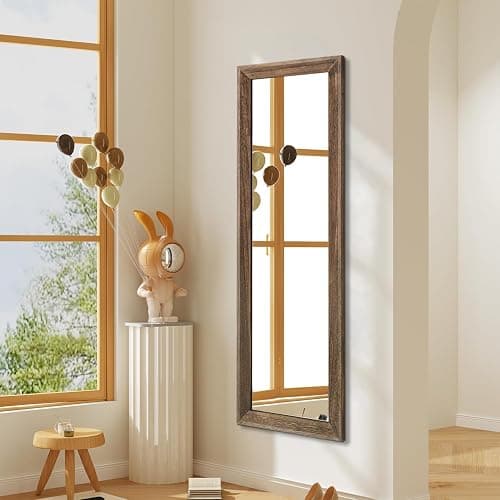 AAZZKANG Hanging Mirror Full Length Retro Large Wooden Framed Full Body Mirrors 47"x16" for Bedroom Living Room Bathroom Wall Mounted Vertically or Horizontally thumbnail 6
