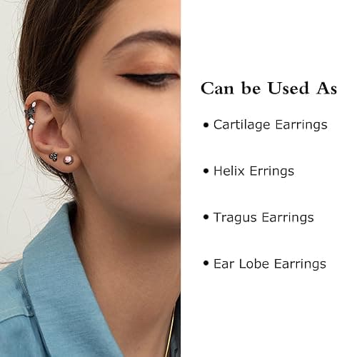 Besteel 28 Pcs 16g Cartilage Earring Stud Hoop for Women Tragus Stud Earring Cartilage Piercing Jewelry Surgical Steel Forward Helix Earrings Hoop Rook Daith Conch Piercing Jewelry thumbnail 5