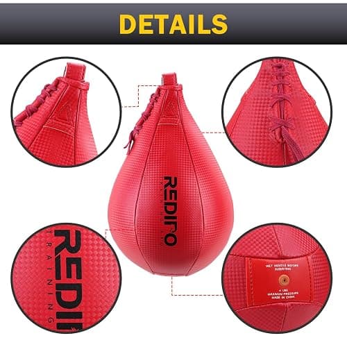 Redipo Superior Boxing Speed Bag - PU Leather Speed Punching Ball - Heavy Duty Hanging Swivel Ball for Gym & MMA Muay Thai Sports Fitness - Punching Dodge Striking Speed Reflex Ball thumbnail 4