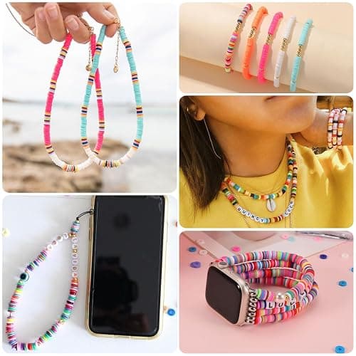 Yochus 4000pcs White Clay Beads for Bracelets, 6mm Heishi Beads Friendship Bracelets Jewelry Making Kit for Jewelry Making，Bracelet，Earring，Gifts, Small thumbnail 9