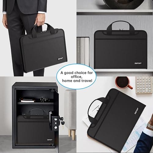 ENGPOW Accordion File Organizer, Fireproof Expanding File Folder with 13 Pockets Document Organizer with Handle & Labels, Portable Home Travel Safe Storage for Letter A4 Files and More, Black thumbnail 7