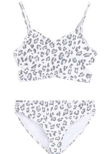 Kanu Surf Girls' Coral Reef Beach Sport Wrap Around Bikini 2-Piece Swimsuit - Beach Leopard White - 12 - Image 1