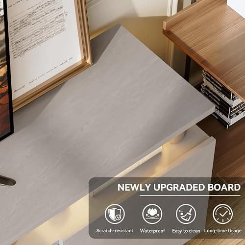 OneBlis 70" TV Stand for Living Room, Entertainment Center with Storage Cabinet, Fits TVs up to 80", Modern Media Console with Shelves, 36" Electric Fireplace (Grey+Black) thumbnail 8