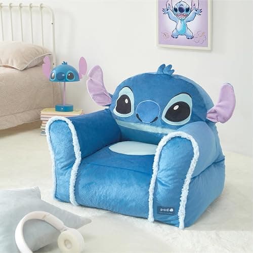 Disney Stitch Figural Bean Bag Sofa Chair with Armrests, Soft & Comfortable Kids Lounge Chair for Bedroom & Playroom, Ages 3+ thumbnail 6