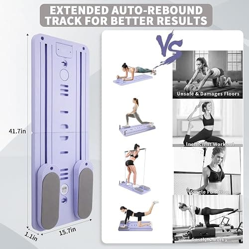 CGXRDK Pilates Equipment: Purple Pilates Kit, Reformer & Board for Home Workouts, Portable Home Pilates Machine Set, 41.7x16.1x1.2 in, Flo Pilates Reformer 2025 Accessories for Women thumbnail 4