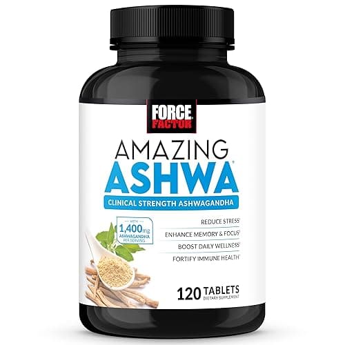 FORCE FACTOR Amazing Ashwa for Stress Relief, Memory, Focus, and Immune Support Health, Ashwagandha Supplement with KSM-66 Ashwagandha for Stress, Vitamins, Minerals, and Antioxidants, 120 Tablets - Image 1