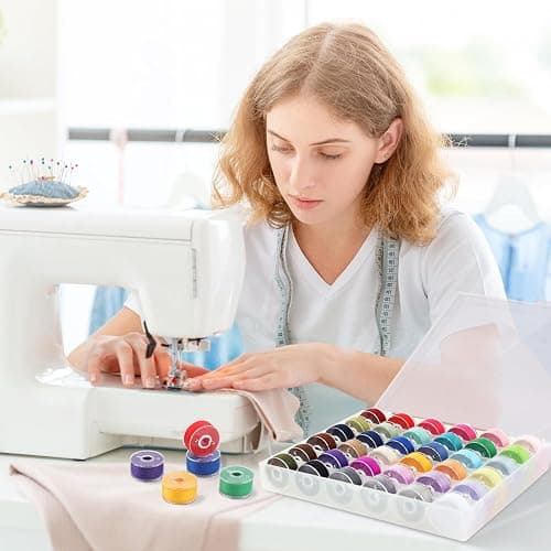 36Pcs Bobbins and Sewing Threads Prewound Bobbins with Case, Needle and Threader for Babylock Singer Janome Brother Multiple Sewing Machine, Standard Size and Assorted Colors thumbnail 6