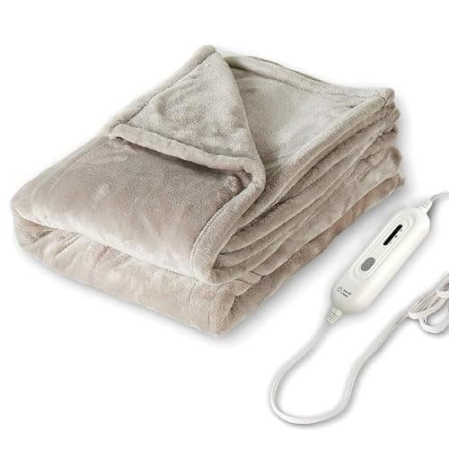 Tefici Electric Heated Blanket Throw, Super Cozy Soft 2-Layer Flannel 50" x 60" Heated Throw with 3 Heating Levels & 4 Hours Auto Off, Machine Washable, ETL&FCC Certified, Home Office Use,Camel - Image 1
