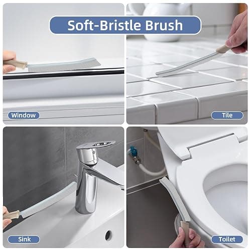Foogwee® Crevice Cleaning Brush - Soft Bristle Brush + Hard Bristle Brush + Stainless Steel Bristle Wire Brush, Cleaning Tools for Household Use, Multifunctional Gap Cleaning Supplies - Khaki thumbnail 4
