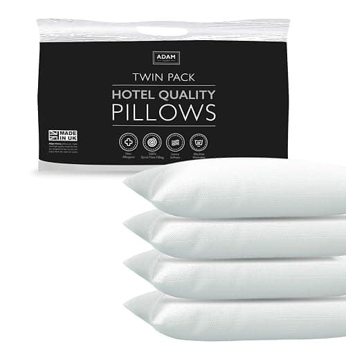 Adam Home Premium Pillows 4 Pack Hotel Quality with Breathable Cover – Bouncy Side Sleeper Pillow for Neck and Shoulder Pain – Quick Rebound & Dust Proof Hotel Pillows, Made in UK, (48x74 cm) - Image 1