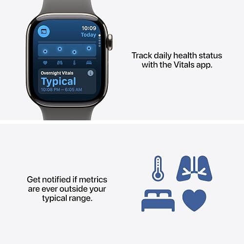 Apple Watch Series 11 [GPS 42mm] Smartwatch with Jet Black Aluminum Case with Black Sport Band - S/M. Sleep Score, Fitness Tracker, Health Monitoring, Always-On Display, Water Resistant thumbnail 5