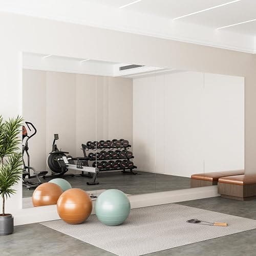brisafe 71" x 64" (2PCS 71" X 32") Gym Mirror - Full Length Wall Mirror for Gyms, Dance Studio, Home, Yoga - Ultra Lightweight Shatterproof Glassless Nanomiorror Reduces 60% Commercial Insurance Costs thumbnail 3
