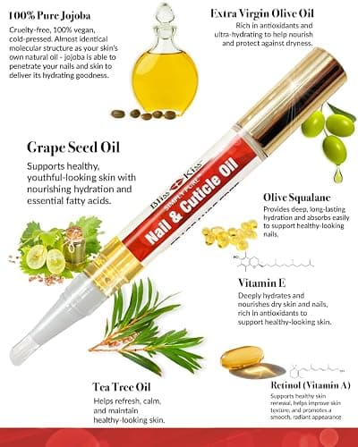 Bliss Kiss Simply Pure Cuticle Oil Pen, Fragrance Free, 1 Count | Jojoba-rich formula helps soften dry cuticles and condition brittle, peeling, breaking nails; 2 ml precision brush pen. thumbnail 7