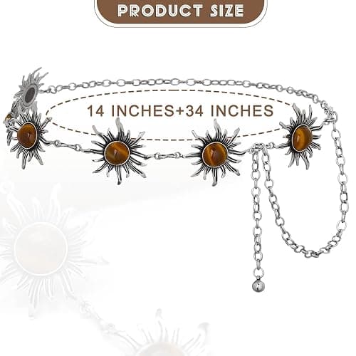 Navoky Tiger Eye Sun Waist Chain Belt Body Chains Adjustable Costume Belly Bracelet Jewelry Accessories for Women thumbnail 5