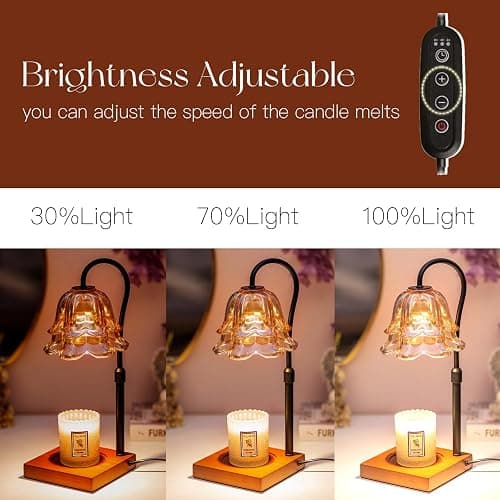 Candeldo Candle Warmer Lamp with Timer: Flower Black Candle Lamps Height Adjustable Vintage Home Bedroom Decor Mom Birthday Gift for Women thumbnail 5