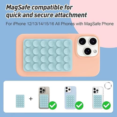 Magnetic Suction Phone Mount for MagSafe Case,Silicone Sticky Phone Grip Holder for iPhone,Removable Hands-Free Selfie/Video for TikTok & Instagram Influencer/Creator (Blue) thumbnail 6