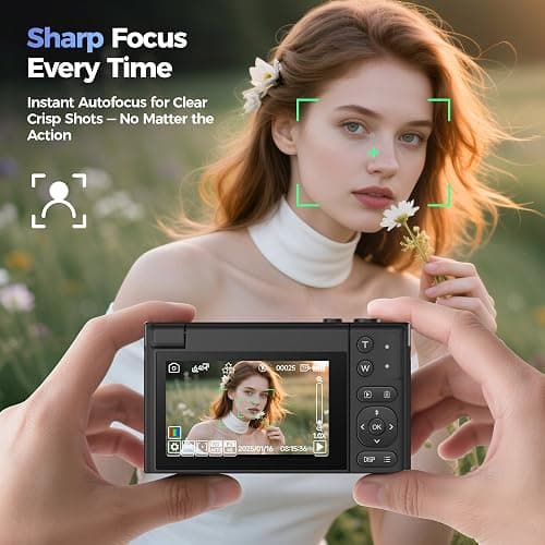 Digital Camera 4K for Photography Vlogging: 64MP Cameras for Video - 16X Zoom Photo Camera Gifts for Teens Ages 8-18 - 180°Flip Screen Compact Cámara - Point and Shoot Digital Cameras for YouTube thumbnail 7
