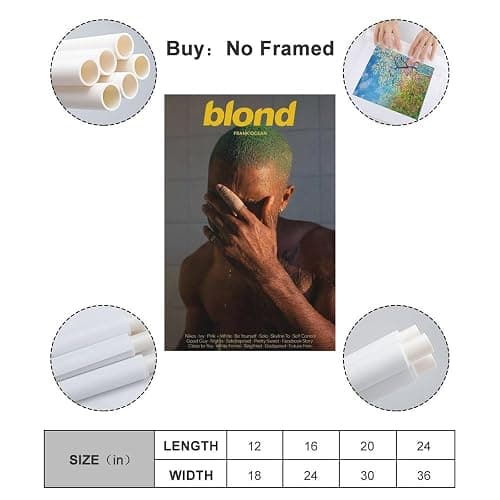 ZANLIART Frank Ocean Blonde Album Cover Canvas Print Music Poster for Room Aesthetic Unframe:24x36inch(60x90cm) thumbnail 2