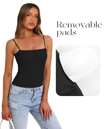Darong Women's Tank Tops with Built-in Bra Spaghetti Straps Crop Tank Top Summer Y2K Going Out Sleeveless Cami Shirt thumbnail 3