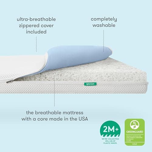 Newton Baby Essential Waterproof Crib Mattress and Toddler Bed - Ultra-Breathable Proven to Reduce Suffocation Risk, Washable Core & Cover, All-Stages, Deluxe 4" - Thick White thumbnail 6