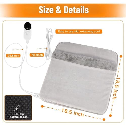 Electric Heated Foot Warmer for Feet, Double Sided Feet Warmer Foot Heating Pad with 9 Levels Temp and 3 Timers, Foot Warmers for Bed, Under Desk, Office, Birthday Christmas Gifts for Women Men(Grey) thumbnail 6