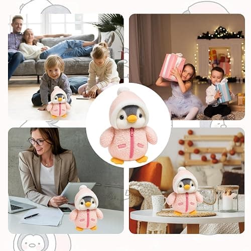 Qnvyw Pinguin Kuscheltier, Süßer Plüschpinguin 25 cm, Weiches Stofftier Zum Kuscheln Und Schlafen, Kinder Und Erwachsene, Rosa thumbnail 7