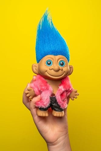 Good Luck Trolls 4" Dolls | 80's Glam Fusion | Rainbow Figures | Nostalgic Toys for Best Playtime Fun | Collectible Troll Figures - Fashionable Material Doll, Rockstar thumbnail 2