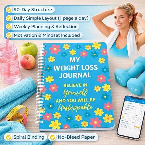90-Day Weight Loss Planner – Spiral Bound Fitness & Wellness Journal with Daily & Weekly Trackers, Meal Planning, Habit & Workout Logs, 100 GSM No-Bleed Paper, Waterproof PVC Cover thumbnail 5