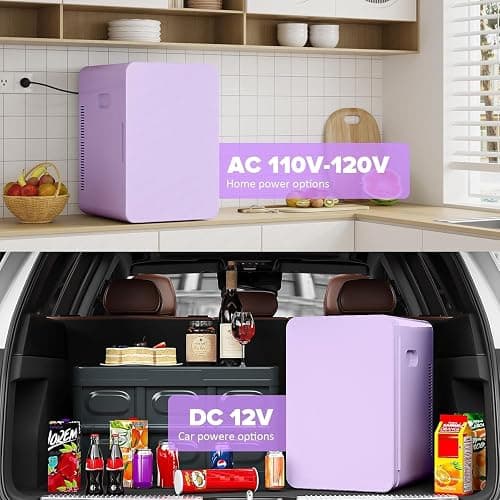 Kikihouse 22L/30Cans Mini Fridge for Bedroom, 12v DC Portable Cooler & Warmer, Mini Refrigerator with Glass Front, for Car Office Desk & Dorm Room Food Beverage Skincare Makeup thumbnail 5
