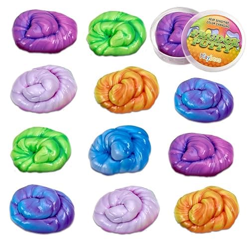 Playbees Color Changing Therapy Putty 12 Pack - Silly Mini Putty Thinking Slime for Sensory Play, Educational Games, Fidget Putty 8-15 - Heat Sensitive Magical Color Shifts - Slime Favors 0.5 Oz - Image 1