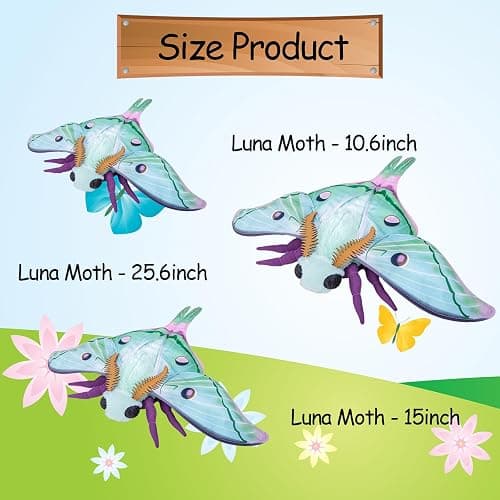 lilizzhoumax Luna Moth Plush Toy Soft Realistic Simulation Moth Stuffed Animal Plushies Toys Gifts Doll for Kids Insect lovers Boys and Girls Home Decoration Green 10.62inch thumbnail 3