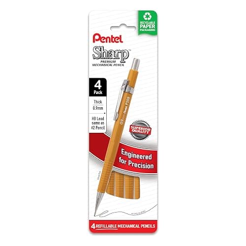 Pentel Sharp Mechanical Pencil, (0.9mm), Bold Line, Yellow Barrel, Pack of 4 (P209PF4G) - Image 1