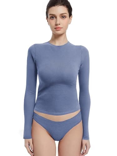 Abonlen Long Sleeve Shirts for Women Crewneck Basic Tees T Shirts Fitted Crop Tops Y2k Going Out Tops - Image 1
