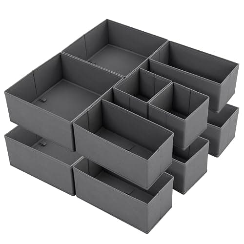 Sekey Schubladen Organizer, Schubladenbox für Malm Kommode, Stoff-Aufbewahrungsbox als Ordnungssystem für Kleidung, Unterwäsche und Socken – 12er Set, Faltbar, Dunkelgrau - Image 1