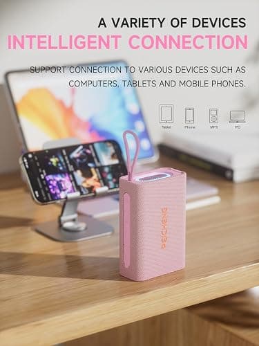 PEICHENG Speaker, Portable Wireless Bluetooth Speakers, Waterproof Loud Stereo Sound with RGB Lights TWS Paire Long Playtime for Home/Party/Outdoor, Electronic Gadgets(1PCS, Pink) thumbnail 4